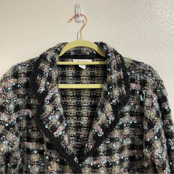 Dress Barn Black Lightweight Plaid Tweed Blazer Sz L - Picture 2 of 10